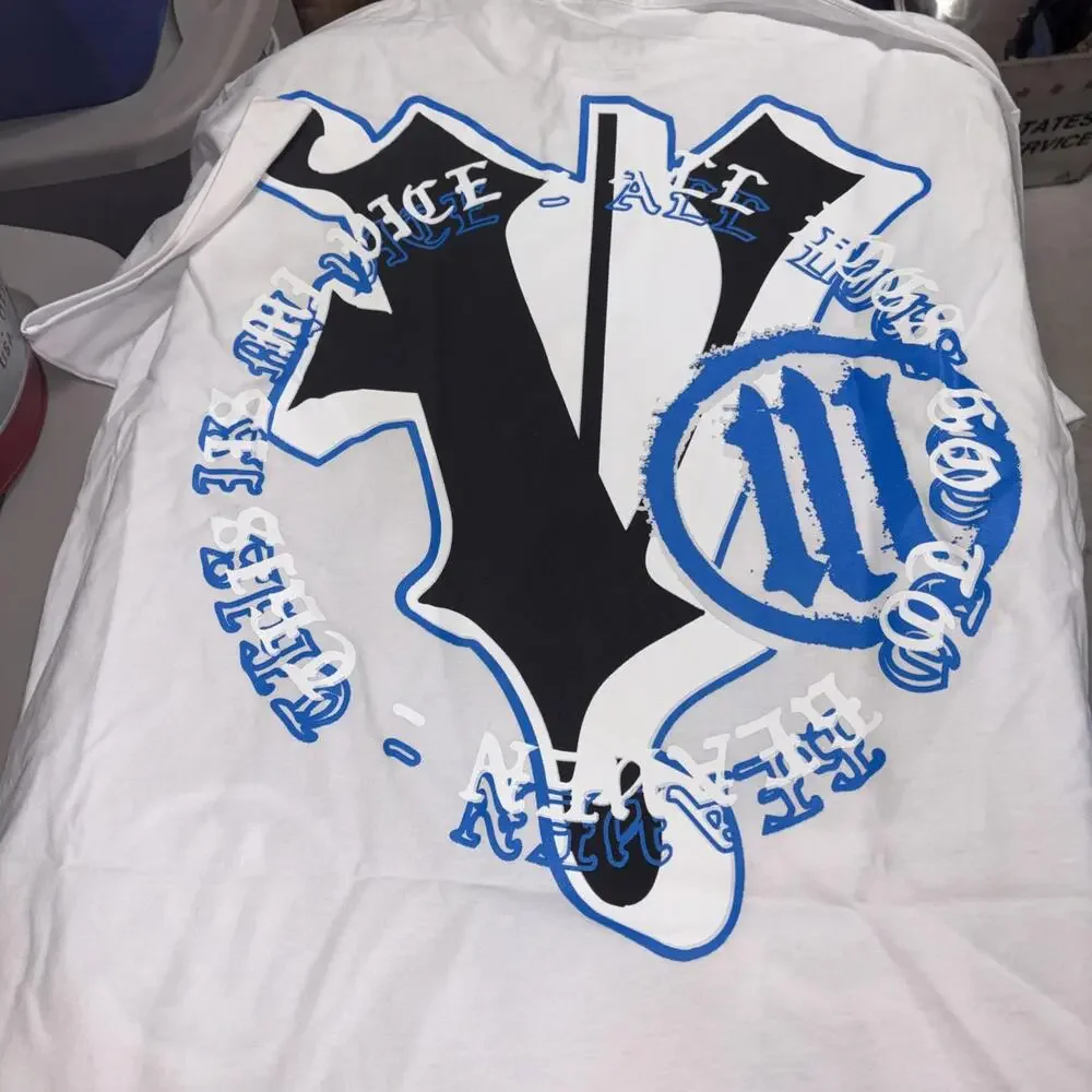 MI Vice Doberman Skeleton‎ Graphic White Blue Black Tee Mens XL NWOT NEW